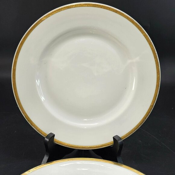 Paul Muller Selb Bavaria White Gold Porcelain Lunch Plates Set Of 2 CM2120 - Picture 2 of 5